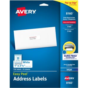 2 5/8" x 1" Inkjet Printer Labels